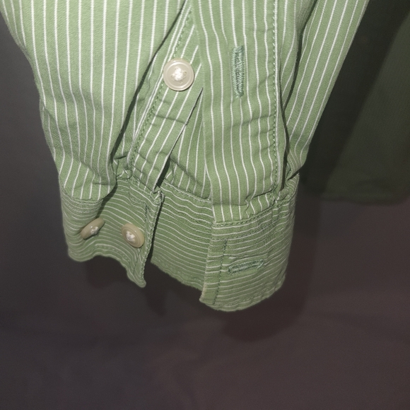 Eddie Bauer Men's Legend Classic Fit Striped Long Sleeve Shirt Medium Green - Picture 3 of 7